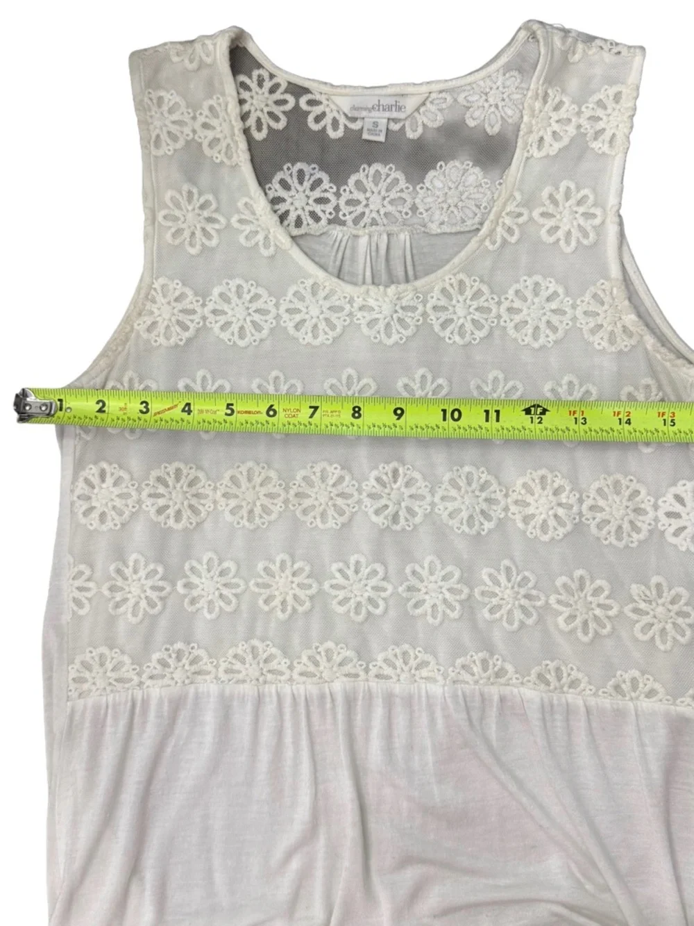 CHARMING CHARLIE Ivory Floral Lace Peplum Tank | Small - Picture 4 of 5